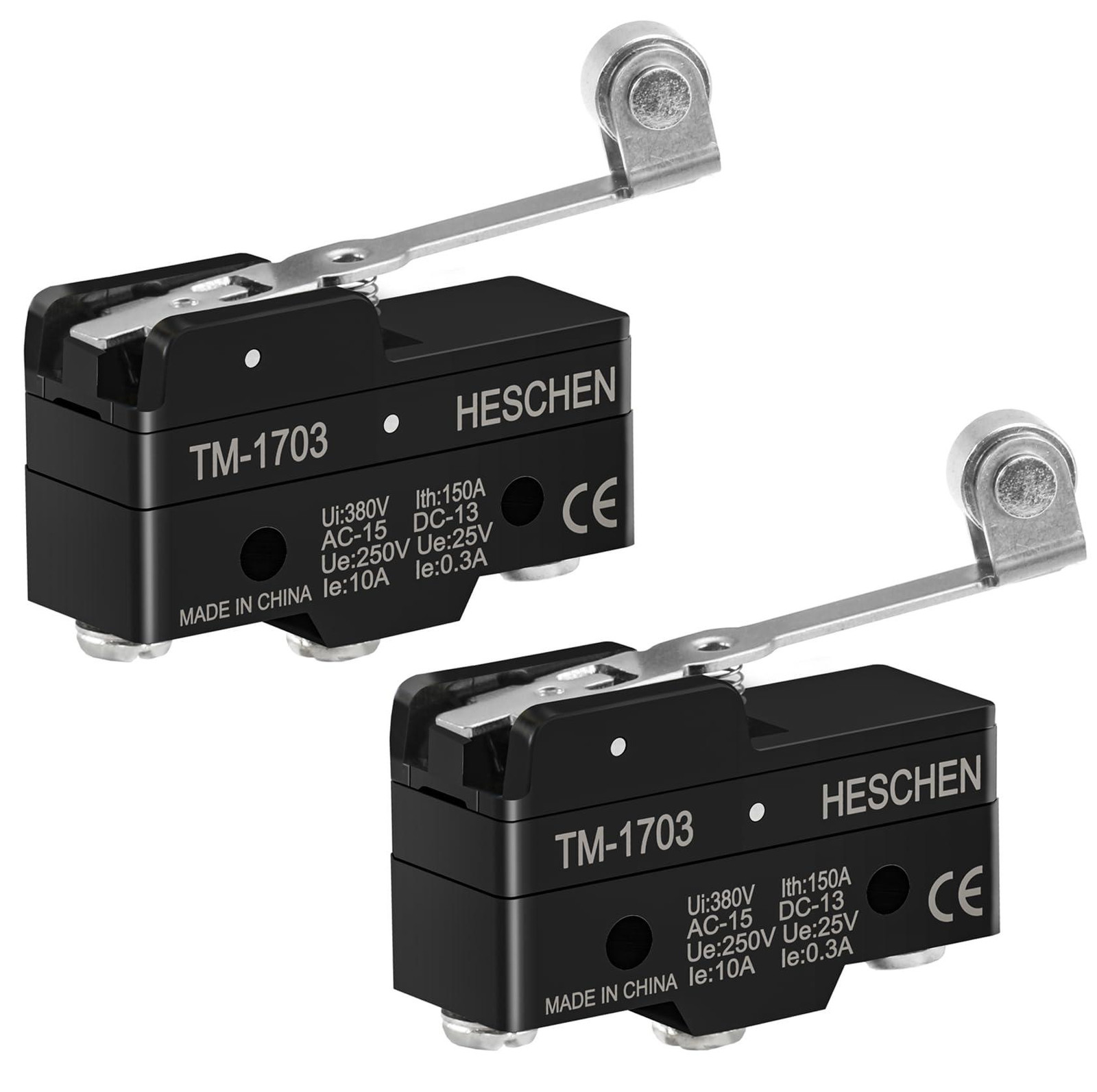 Dripio Set van 2 Microschakelaars met Scharnierrolhendel, Roestvrij Staal, 15A, 250V
