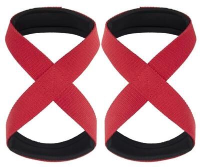 Inspired Finds Anti Slip Weightlifting Wrist Straps Pair, Adjustable Grip Support Wraps For Deadlifts, Pull Days, And Strength Training red