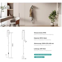 Emke Elektrischer Handtuchheizkörper, 110W, LED-Display, Intelligentes Thermostat, WiFi/APP-Steuerung, Ti, Heizkörper, Weiss, Schwarz
