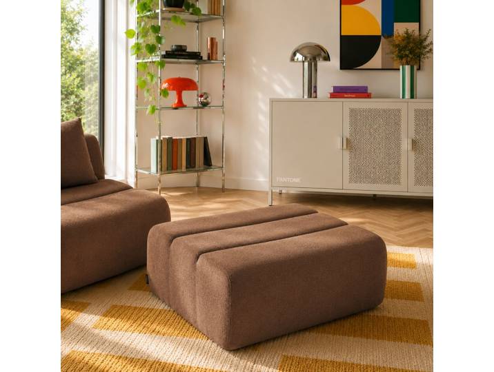 Pouf 1 place tissu marron