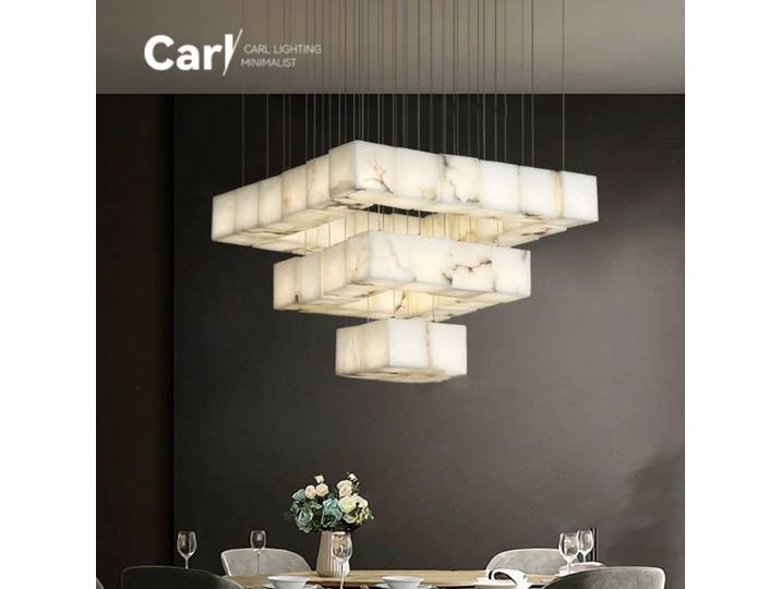 Moderne minimaliste marbre naturel suspension lumière de luxe Villa salon salle à manger suspension Villa escalier Hall lumière