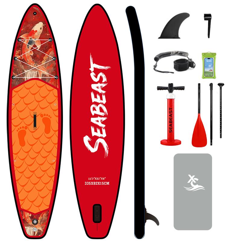 Aufblasbares SUP-Board, 335 cm Länge - 13 kg Gewicht - Inklusive Rucksack - Stand-Up-Paddle-Board