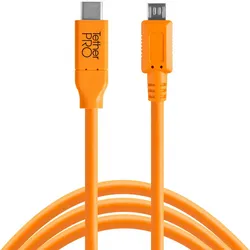 TETHER TOOLS TetherPro USB-Datenkabel für USB-C an USB 2.0 Micro-B5 - 4,6 Meter Länge, gerader Stecker (orange)