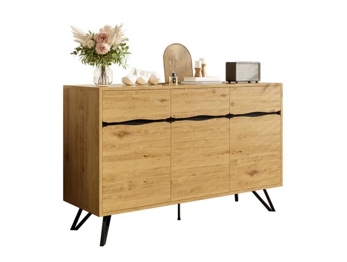 Modfu Kommode aus Spanplatte 140x40x75,5cm in Naturfarben, 140x75.5x40 cm, Kleinmöbel, Kommoden, Kommoden