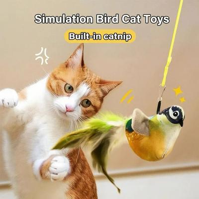 Uplift Essentials Realistic Chirping Simulation Bird Cat Toy brown