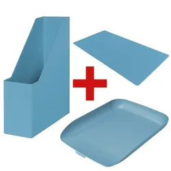 Leitz 3-tlg. Schreibtisch-Set »Cosy« Stehsammler / Briefkorb mit Organiser / Schreibti blau, 20.3x25.3x33 cm