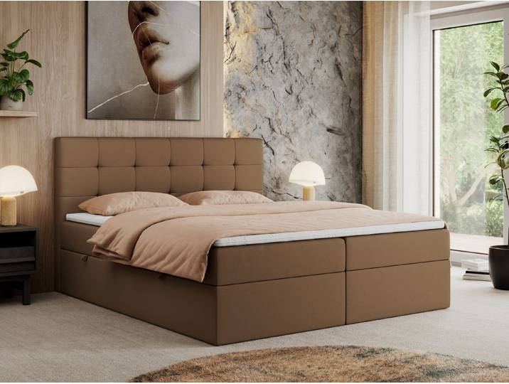 MKS MÖBEL Boxbett CENTOS (Boxspringbett - Set, Packung, Gepolsterte Kopfstütze, T30-Schaum, Topper T25/Visco, Modern), Doppelbett, Multipocket-Matratzen, zwei Bettkästen
