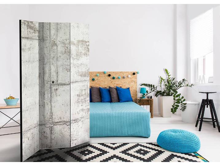 Paravent Urban Bunker 1 côté Intissé sur bois massif Gris 135 x 172 x 3cm