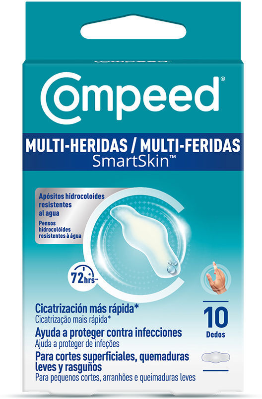 Compeed MULTI-HERIDAS Smartskin apósitos hidrocoloides impermeables para dedos 10 u