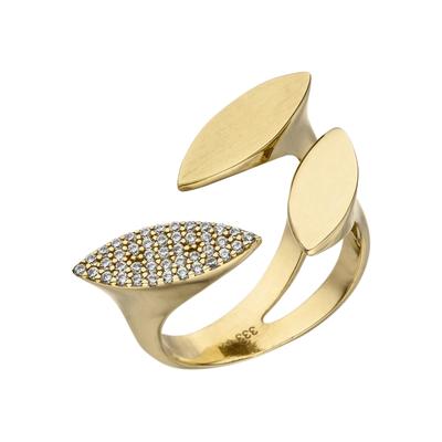 Goldring JOBO "Offener Ring Damenring Statement" Gr. 52, gelbgold 333, Fingerringe, Damen, 52, Gelbgold 333, Goldring, 333 Gold mit 40 Zirkonia