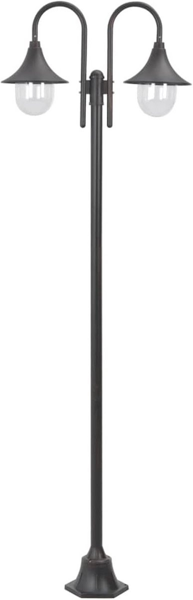 Tuinverlichting met 2 LED-lampen, 220 cm, Aluminium Bronze, Outdoor Lantaarnpaal