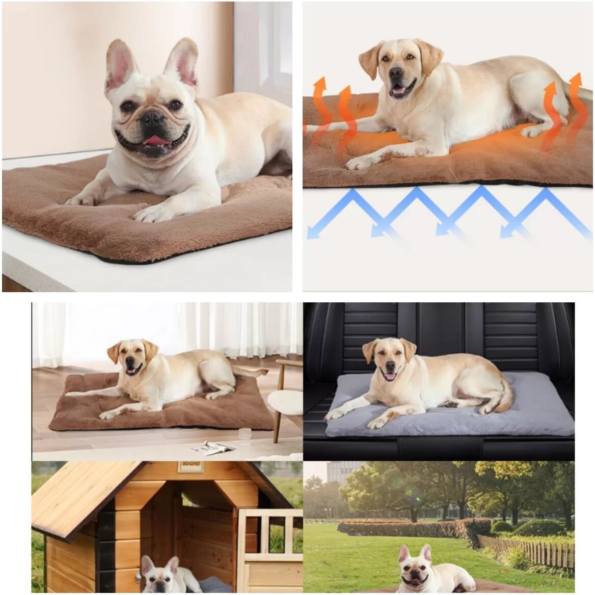 INF Selbstheizende Haustiermatte: Warmes & komfortables Bett für Hunde & Katzen L Khaki