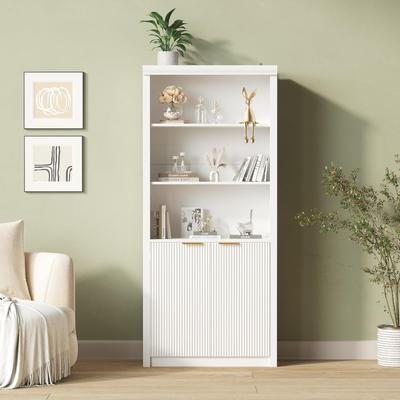 Garvee "71"" Tall Bookshelf with Fluted Doors"