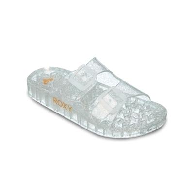 Sandale ROXY "Rg Kattie Glitter", Jungen, Gr. 34, transparent (silber), Obermaterial: 95% PVC/ 5% synthetische Kunststoffschnalle, Futter: N/A, Laufsohle: 100% synthetisches PVC., Schuhe Sandale
