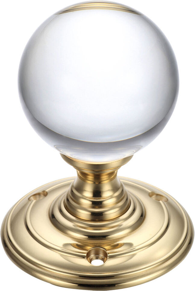 Fulton & Bray Door Knob Polished Brass/Clear 7cm H X 7cm W