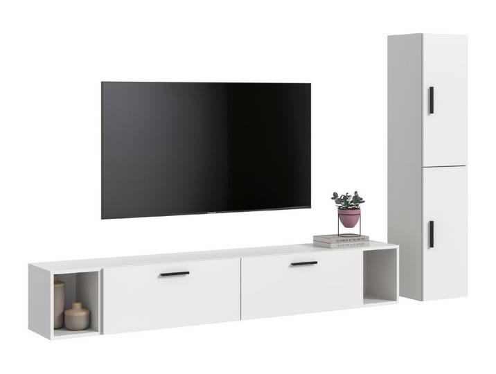 furnling Wohnzimmer-Set Onea, (6-St., 2x Hängeschrank, 2x Lowboard, 2x Standschrank), 2 Klappen, 2 offene Fächer, 2 Türen, Breite 259 cm, weiß