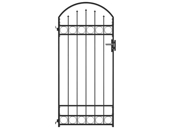 vidaXL Gartentor mit gewölbter Spitze, 89/200 cm, aus Stahl, Schwarz, Metall, 89x200 cm, Gartenzubehör