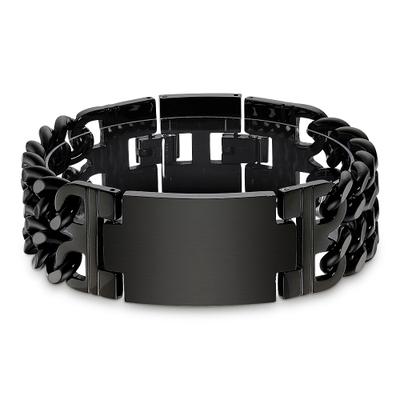Edelstahlarmband BRUNO BANANI "Schmuck Geschenk breites Armband mit Platte", schwarz, Armbänder, Damen, 21cm, Edelstahl, Edelstahlarmband