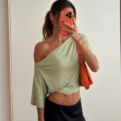 Daily Deals Depot One Shoulder Y2K Slim Fit Party Crop Top For Women green s