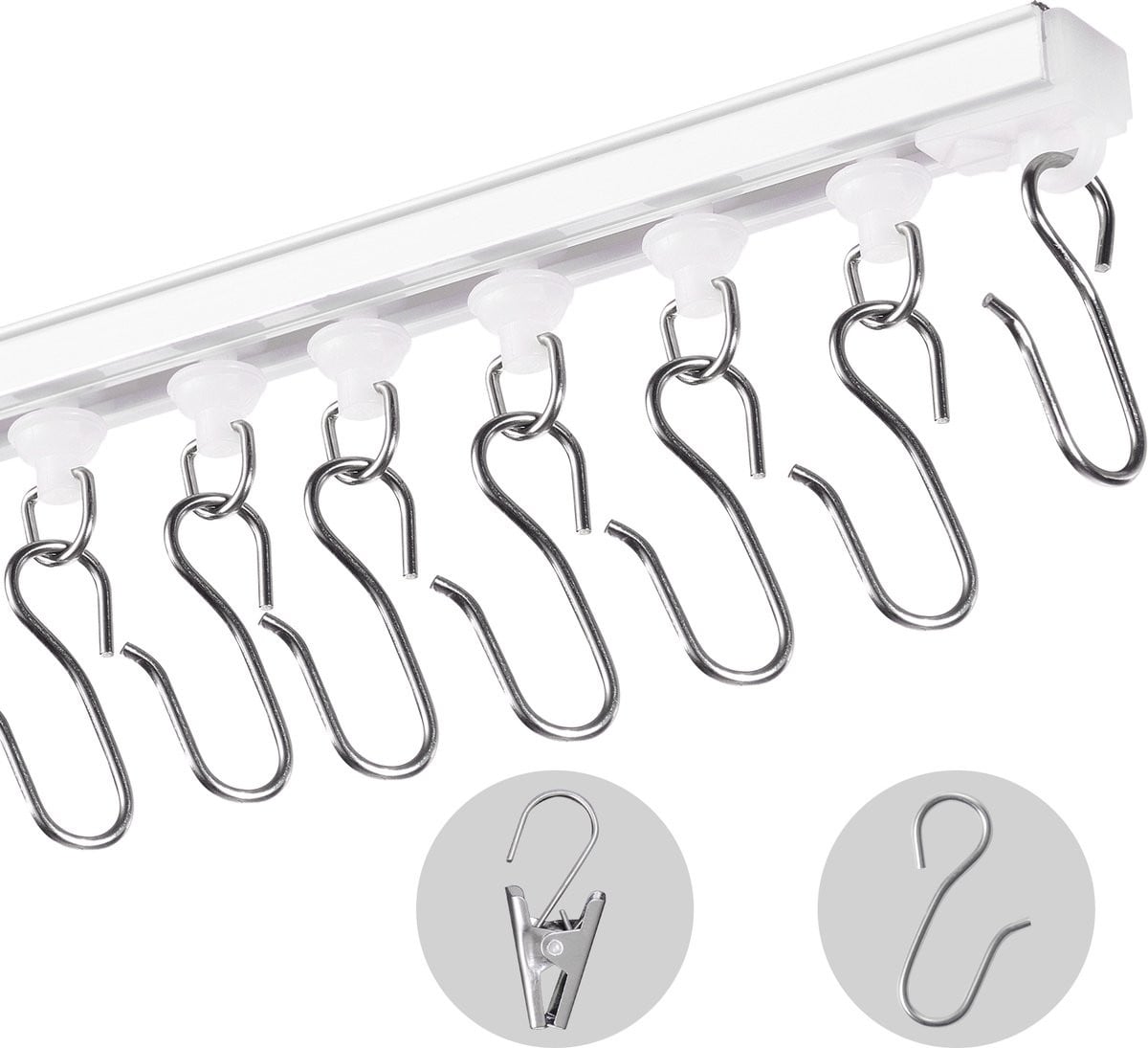Zelfklevende Gordijnrailset voor Plafond, 3 meter lang, Wit