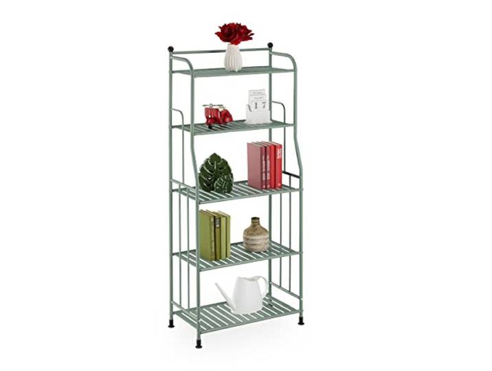 Relaxdays Étagère Verticale\, Acier\, HxLxP : 133x56x28 cm\, Rangement Cuisine et Salle de Bain\, 5 Niveaux\, métal\, Vert