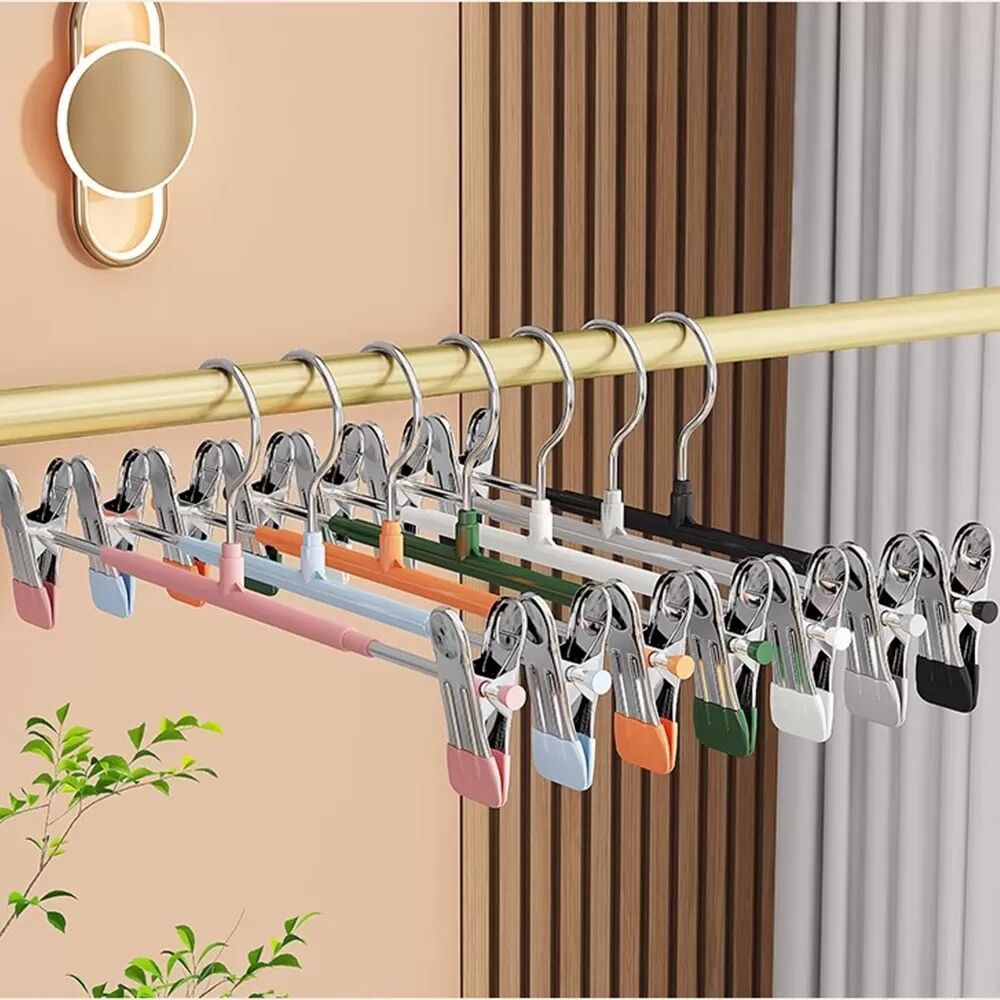 INF 10er-Pack rutschfeste Hosenbügel mit verstellbaren Clips – PVC-beschichtete Kleiderbügel Grau