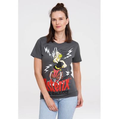 T-Shirt LOGOSHIRT "Asterix der Gallier - Asterix", Damen, Gr. M, grau, 100% Baumwolle, bedruckt, normal, Rundhals, Shirts T-Shirt, mit lizenziertem Print