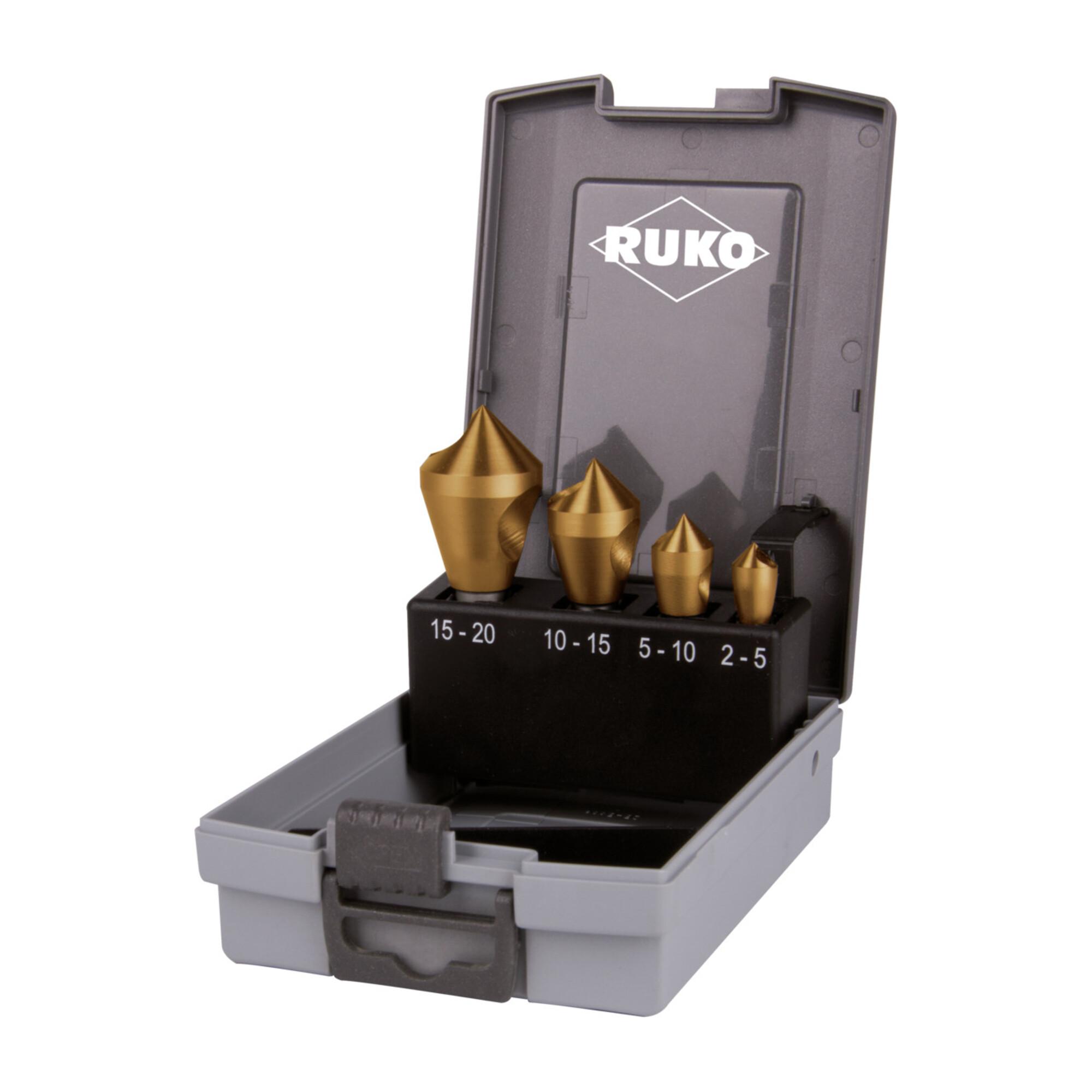 RUKO Querlochsenkersatz 2-5/5-10/10-15/15-20mm HSS-TiN 4 tlg. Ku.-Kassette (102312TRO)