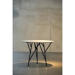 Esstisch Astwerk HPL, rundes Design, modern, schwarz, Ø 100 cm, pflegeleicht