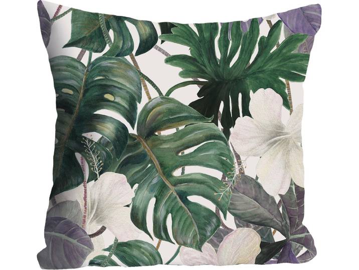 Dekokissen QUEENCE Zweige & Blüten , bunt (bunt, geblümt), B:40cm L:40cm, Polyester, Dekokissen_Sitzkissen_Kissenhüllen, Dekokissen, Kissenhülle ohne Füllung, 1 Stück 40x40 cm