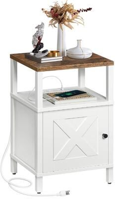 No Farmhouse Nightstand with Charging Station