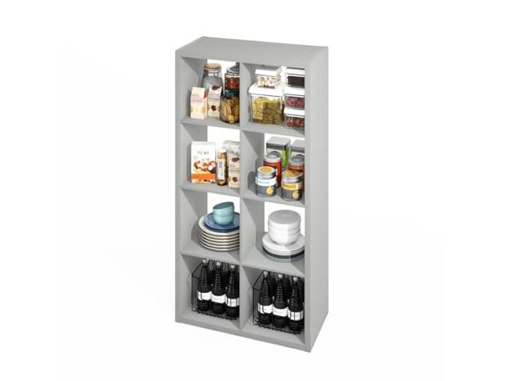 Furinno HERMITE Kücheninsel, 8-Würfel Kaffeebar, extra Dickes Küchenspeicherregal, Bäckerregal, für Vorratsorganizer und Aufbewahrung, Küchenorganisation, Hellgrau