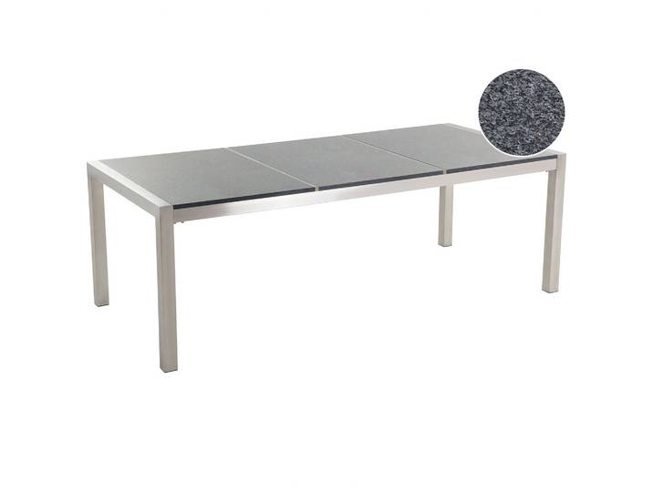 GARTENTISCH Edelstahl/Granit grau poliert 220/100 cm Grosseto