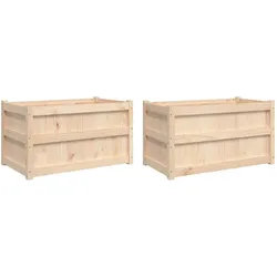 Helloshop26 - Pflanzkasten Hochbeet Blumenbeet Garten Terrasse 2er-Set massives Kiefernholz braun 02_0039047