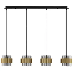 Nova Luce 9236383 Sianna E27 Pendelleuchte Gold, Rauchiggrau, Schwarz