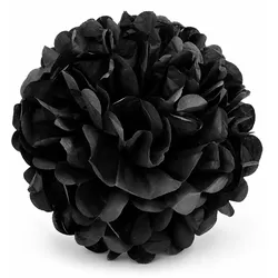 Creativery 1 Pompon 20cm Seidenpapier Pompoms Papierblumen Hängedeko Partydeko Kugeln Schwarz