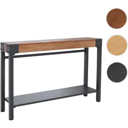 Konsolentisch HWC-Q68, Telefontisch Beistelltisch Tisch, Industrial Retro Holz 82x120x31cm ~ braun Metall schwarz
