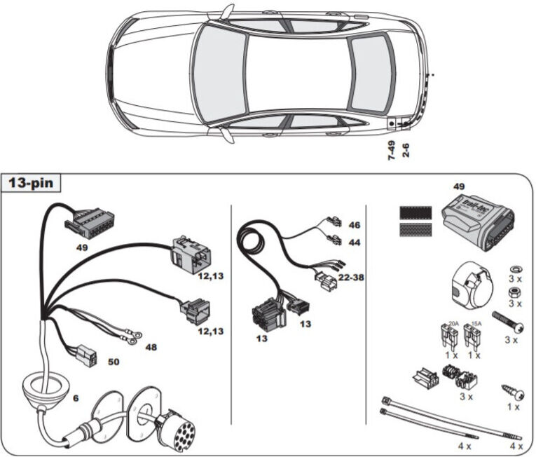 FAISCEAU SPECIFIQUE 13 BROCHES POUR AUDI Q8 (02/18-07/23)