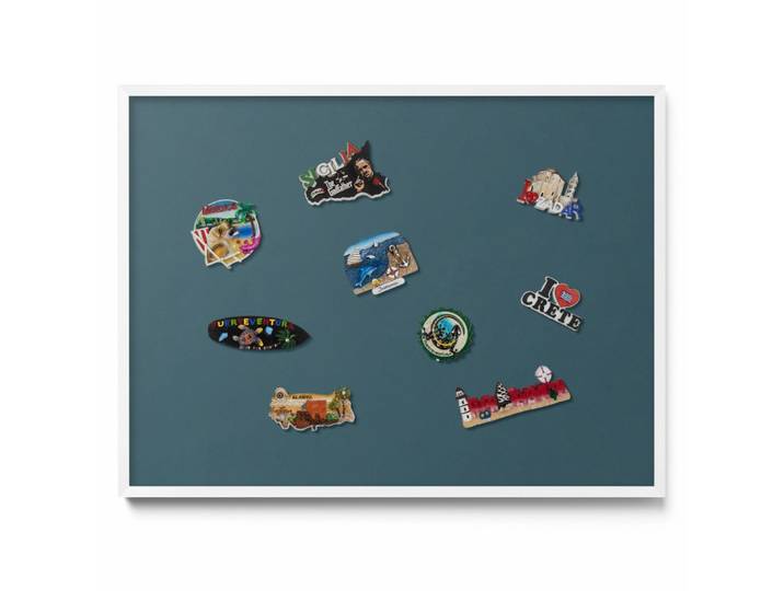 MAGNETTAFEL 80x60 cm weißer Rahmen – Dunkeltürkisfarben