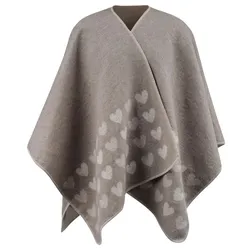 David Fussenegger Poncho Silvretta 'Herzen/Love' 70 x 140 cm Rauch- Beige