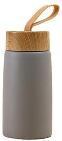 Inspired Finds Mini Thermos Cup With Creative Wood Grain Cover, Portable Vacuum Stainless Steel Water Cup (280 Ml 9.47 Fl Oz) grey