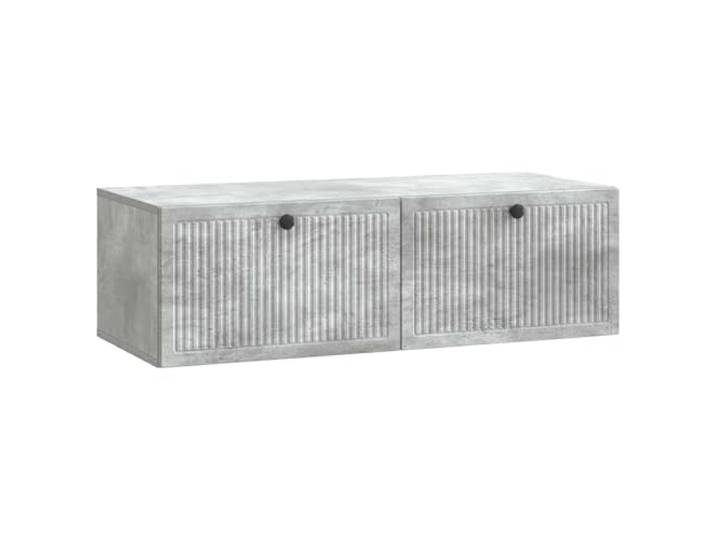 KGFHERENB Wandmontierter TV-Schrank Betongrau 98x41x30 cm Lowboard Platzsparendes Hängeboard für Wohnzimmer und Schlafzimmer mit zwei Klapptüren sowie robuster Spanplatten-Konstruktion.