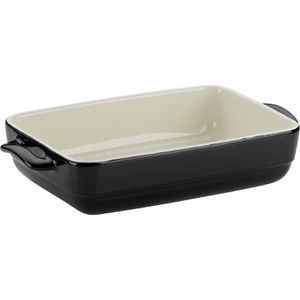 Kela Auflaufform Malin 11935, schwarz, aus Keramik, 32 x 19 x 6,5 cm, 3 Liter, rechteckig, mit Griffen