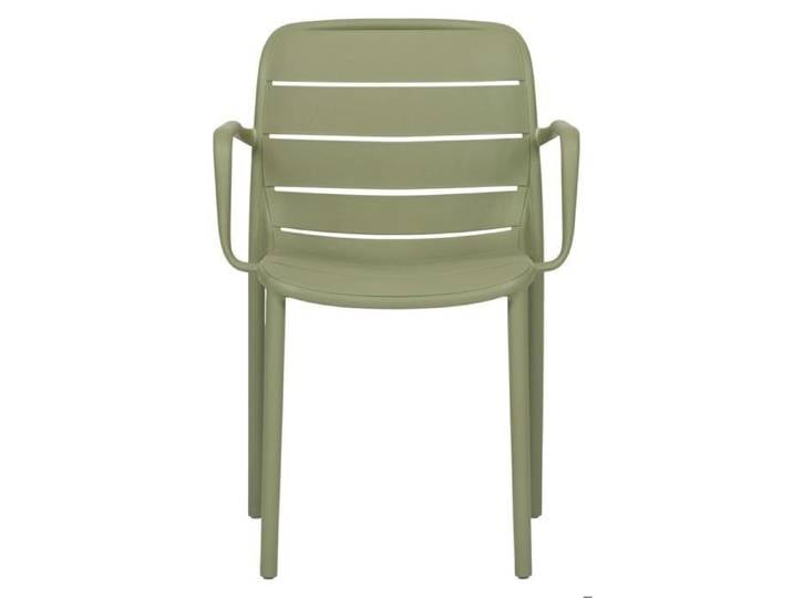 Silja chaise de jardin avec accoudoirs empilable vert.