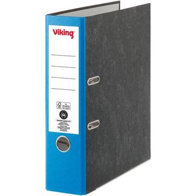 Viking Ordner Breit DIN A4 80 mm Dunkelblau, Schwarz 2 Ringe Pappkarton Wolkenmarmor Hochformat