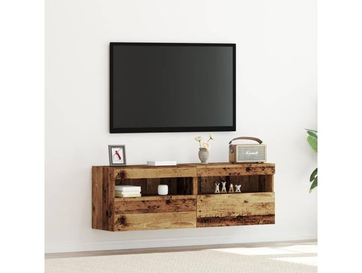 Meubles TV avec éclairage LED 2 pcs bois ancien 60x30x40 cm