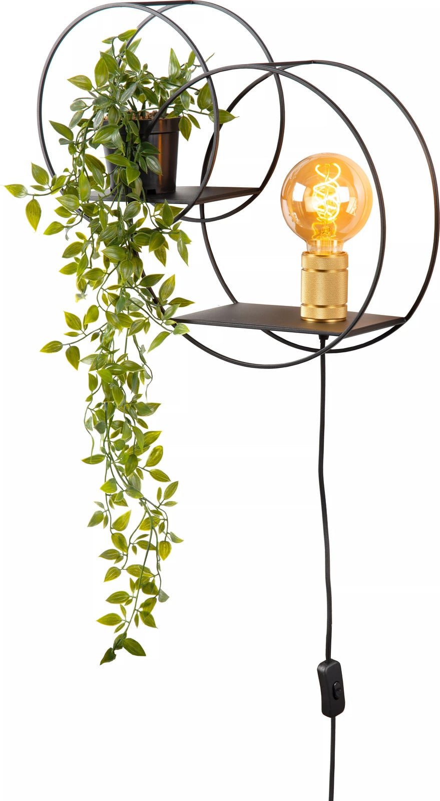 Lucide Circle Wandlamp - Zwart en Goud/Messing - Metaal