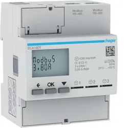 Hager Energiezähler 1ph,direkt 3x 80A, AGARDIO