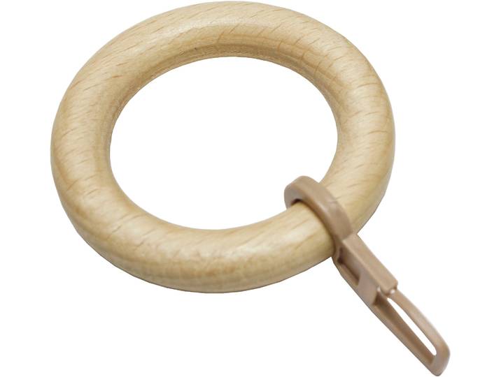 Gardinenring GARDINIA Lugano Holz Gr. 1, beige (natur), Ø:2,8cm, Gardinenbefestigungen, Gardinenring, Serie Gardinenstangen-Set Lugano Classic Ø 28 mm