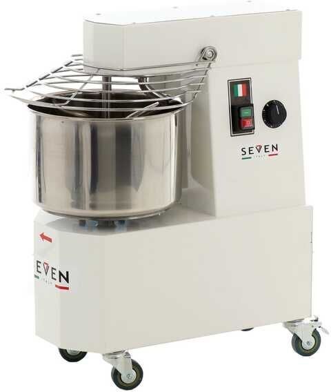Pétrin à spirale professionnel Seven Italy GH 15 - 400 V - Avec roues et Minuterie